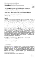 The impact of environmental regulation on innovation and international competitiveness
