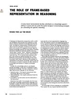 THE ROLE OF FRAME-BASED REPRESENTATION IN REASONING