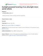 Sunlight-powered hovering of an ultra-light micro aerial vehicle