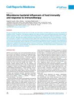 Microbiome bacterial influencers of host immunity and response to immunotherapy