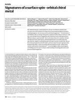 Signatures of a surface spin–orbital chiral metal