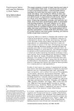 Psychological Safety and Learning Behavior in Work Teams