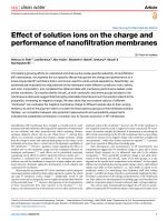 Effect of solution ions on the charge and performance of nanofiltration membranes