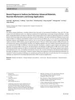 Recent Progress in Sodium-Ion Batteries: Advanced Materials, Reaction Mechanisms and Energy Applications