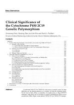 Clinical Significance of the Cytochrome P450 2C19 Genetic Polymorphism