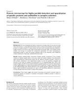 Protein microarrays for highly parallel detection and quantitation of specific proteins and antibodies in complex solutions