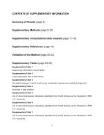CONTENTS OF SUPPLEMENTARY INFORMATION