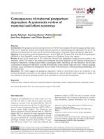 Consequences of maternal postpartum depression: A systematic review of maternal and infant outcomes