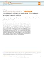 Valley-selective circular dichroism of monolayer molybdenum disulphide