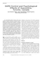 SARS Control and Psychological Effects of Quarantine, Toronto, Canada