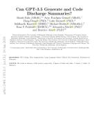 Can GPT-3.5 Generate and Code Discharge Summaries?