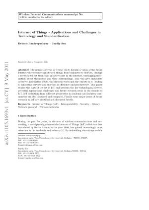 Internet of Things - Applications and Challenges in Technology and Standardization