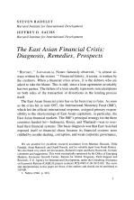 The East Asian Financial Crisis: Diagnosis, Remedies, Prospects