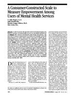 A Consumer-Constructed Scale to Measure Empowerment Among Users of Mental Health Services