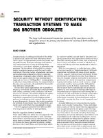SECURITY WITHOUT IDENTIFICATION: TRANSACTION SYSTEMS TO MAKE BIG BROTHER OBSOLETE