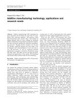 Additive manufacturing: technology, applications and research needs