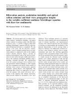 Bifurcation analysis, modulation instability and optical soliton solutions and their wave propagation insights to the variable coefficient nonlinear Schrödinger equation with Kerr law nonlinearity