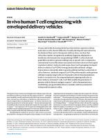 In vivo human T cell engineering with enveloped delivery vehicles