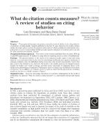What do citation counts measure? A review of studies on citing behavior
