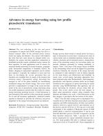 Advances in energy harvesting using low profile piezoelectric transducers