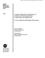 Computer Program for Calculation of Complex Chemical Equilibrium Compositions and Applications II. Users Manual and Program Description