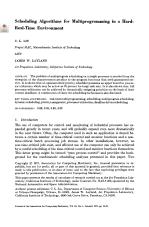 Scheduling Algorithms for Multiprogramming in a Hard-Real-Time Environment