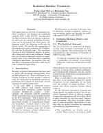 Statistical Machine Translation