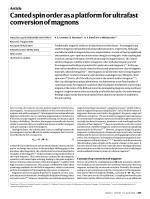 Canted spin order as a platform for ultrafast conversion of magnons