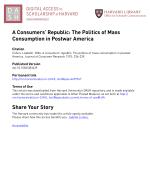 A Consumers' Republic: The Politics of Mass Consumption in Postwar America