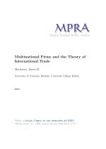 Multinational Firms and the Theory of International Trade