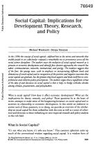 Social Capital: Implications for Development Theory, Research, and Policy