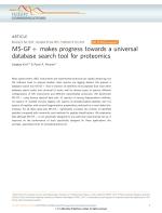 MS-GF + makes progress towards a universal database search tool for proteomics