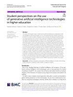 Student perspectives on the use of generative artificial intelligence technologies in higher education
