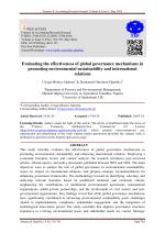 Evaluating the effectiveness of global governance mechanisms in promoting environmental sustainability and international relations