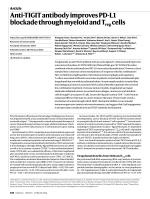 Anti-TIGIT antibody improves PD-L1 blockade through myeloid and Treg cells