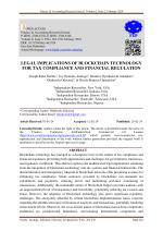 LEGAL IMPLICATIONS OF BLOCKCHAIN TECHNOLOGY FOR TAX COMPLIANCE AND FINANCIAL REGULATION