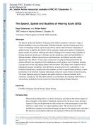 The Speech, Spatial and Qualities of Hearing Scale (SSQ)