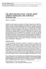 THE JOINT-DECISION TRAP: LESSONS FROM GERMAN FEDERALISM AND EUROPEAN INTEGRATION