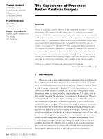 The Experience of Presence: Factor Analytic Insights