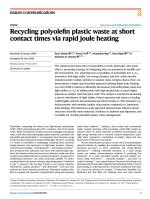 Recycling polyolefin plastic waste at short contact times via rapid joule heating