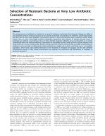Selection of Resistant Bacteria at Very Low Antibiotic Concentrations