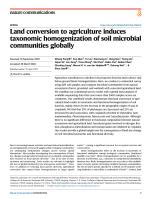 Land conversion to agriculture induces taxonomic homogenization of soil microbial communities globally