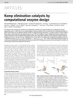 Kemp elimination catalysts by computational enzyme design
