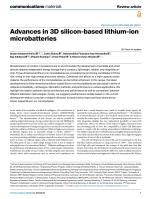 Advances in 3D silicon-based lithium-ion microbatteries