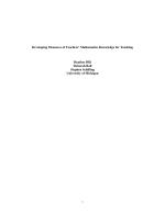 Developing Measures of Teachers' Mathematics Knowledge for Teaching