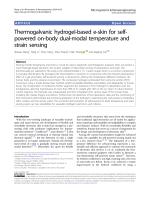 Thermogalvanic hydrogel-based e-skin for self-powered on-body dual-modal temperature and strain sensing