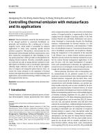 Controlling thermal emission with metasurfaces and its applications