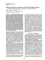 Affinity purification of sequence-specific DNA binding proteins (DNA-agarose affinity chromatography/competitor DNA/transcription factor Sp1/synthetic oligodeoxynucleotides)