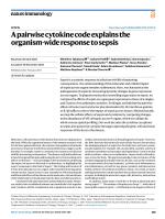 A pairwise cytokine code explains the organism-wide response to sepsis