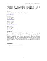 ASSESSING TEACHING PRESENCE IN A COMPUTER CONFERENCING CONTEXT